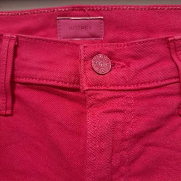 Mother The Insider High Rise Crop Step Fray Bootcut Jeans in Raspberry Sorbet 30 - Picture 10 of 15